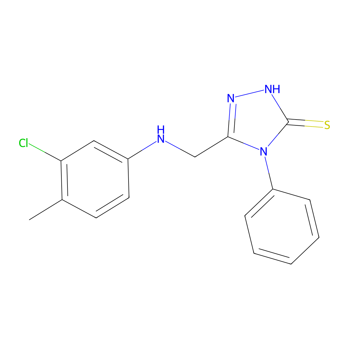 5-(((3-Chloro-4-methylphenyl)amino)methyl)-4-phenyl-4H-1,2,4-triazole-3-thiol molecular structure, CAS 494193-65-6