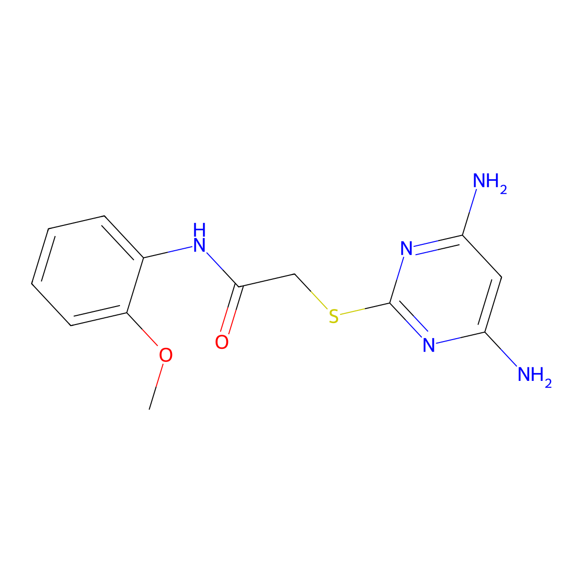 2-((4,6-Diaminopyrimidin-2-yl)thio)-N-(2-methoxyphenyl)acetamide molecular structure, CAS 494193-66-7