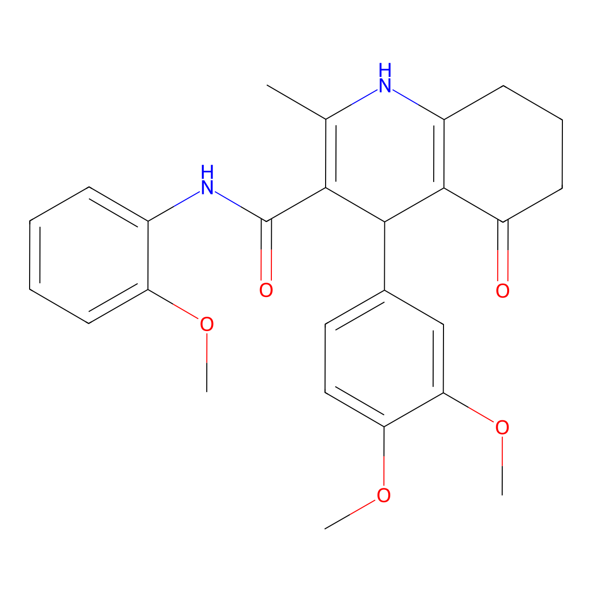 4-(3,4-Dimethoxyphenyl)-N-(2-methoxyphenyl)-2-methyl-5-oxo-1,4,5,6,7,8-hexahydroquinoline-3-carboxamide molecular structure, CAS 494195-81-2