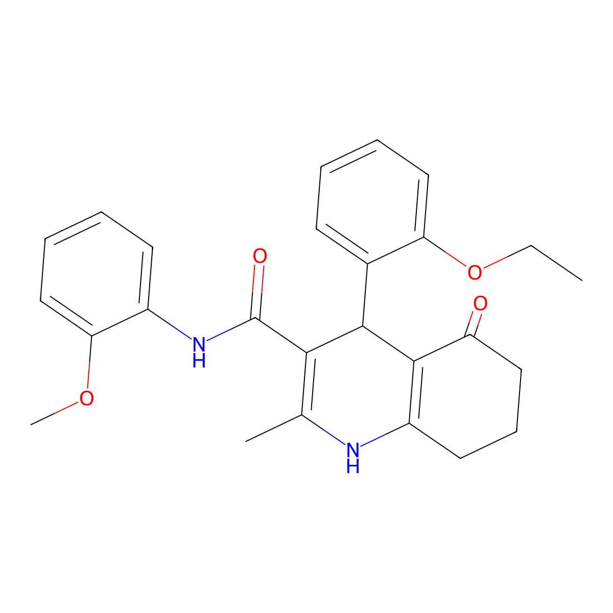 4-(2-ethoxyphenyl)-N-(2-methoxyphenyl)-2-methyl-5-oxo-1,4,5,6,7,8-hexahydro-3-quinolinecarboxamide molecular structure, CAS 494195-82-3