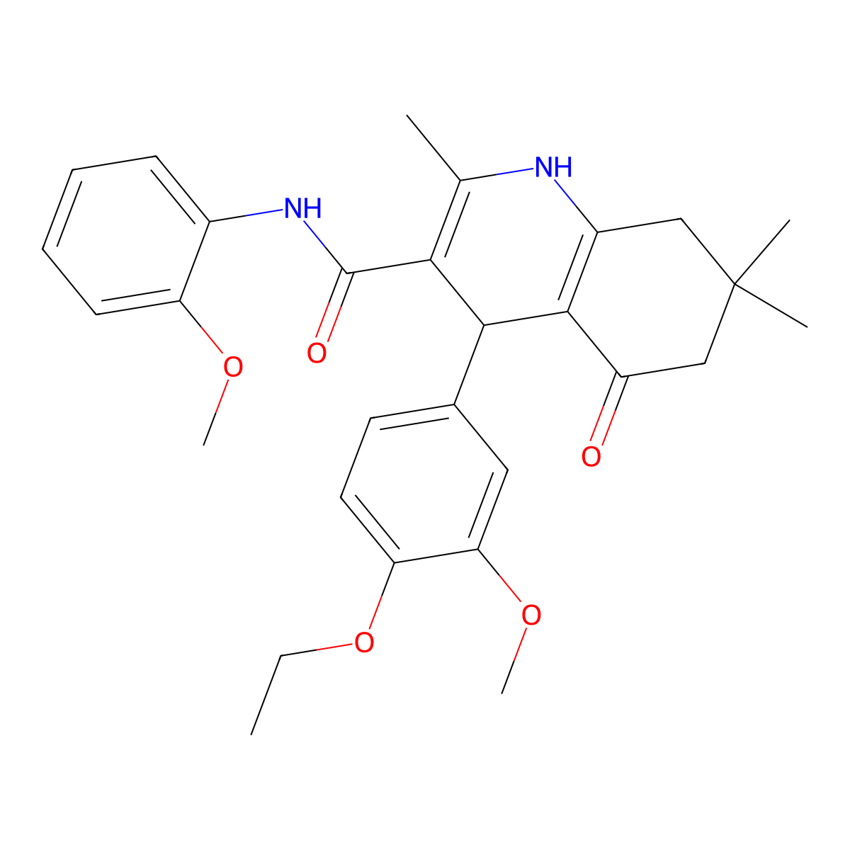 4-(4-ethoxy-3-methoxyphenyl)-N-(2-methoxyphenyl)-2,7,7-trimethyl-5-oxo-1,4,5,6,7,8-hexahydro-3-quinolinecarboxamide molecular structure, CAS 494196-62-2
