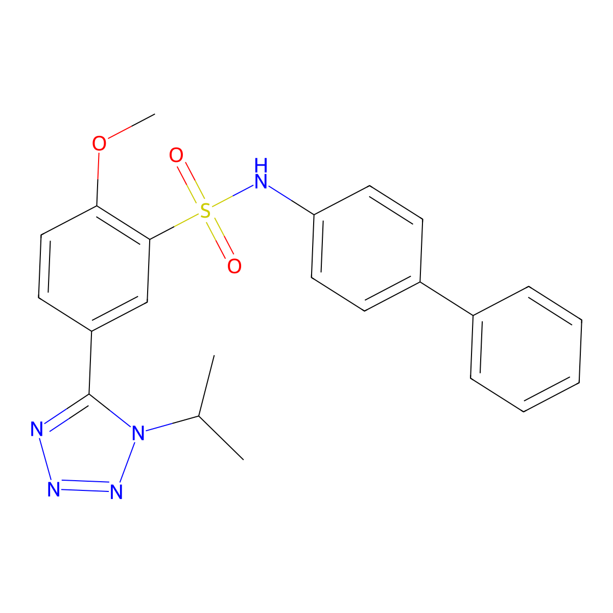 N-(biphenyl-4-yl)-2-methoxy-5-[1-(propan-2-yl)-1H-tetrazol-5-yl]benzenesulfonamide molecular structure, CAS 494200-83-8