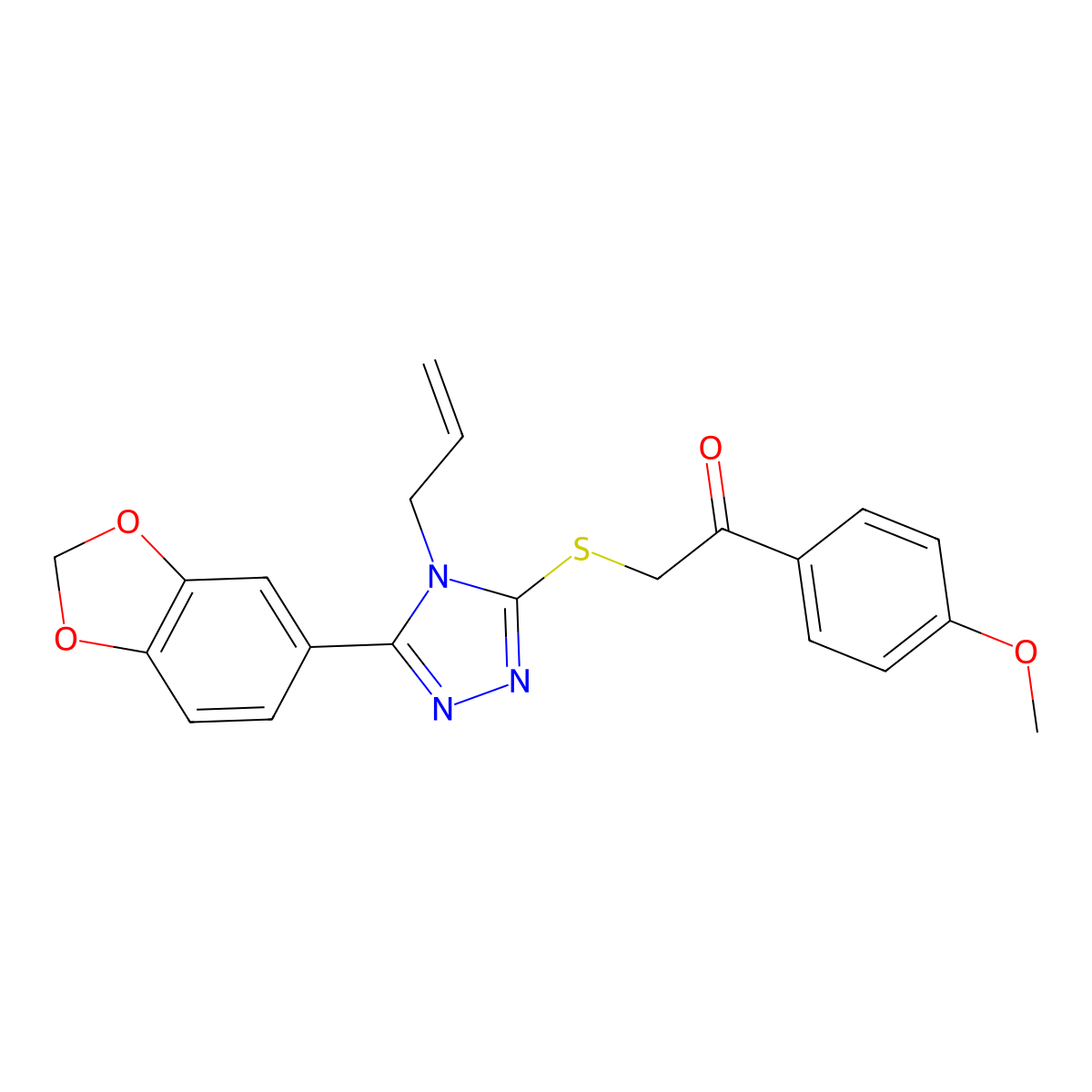 2-(4-Allyl-5-benzo[1,3]dioxol-5-yl-4H-[1,2,4]triazol-3-ylsulfanyl)-1-(4-methoxy-phenyl)-ethanone molecular structure, CAS 494201-01-3