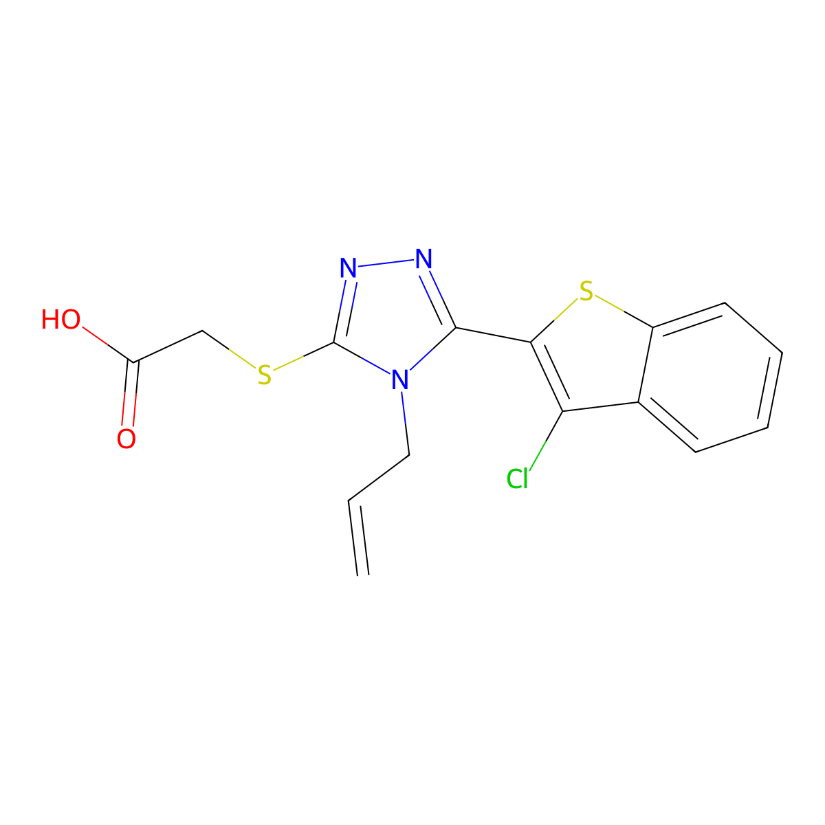 2-((4-allyl-5-(3-chlorobenzo[b]thiophen-2-yl)-4H-1,2,4-triazol-3-yl)thio)acetic acid molecular structure, CAS 494201-03-5