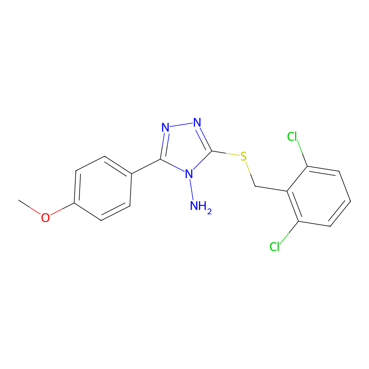 3-[(2,6-dichlorobenzyl)sulfanyl]-5-(4-methoxyphenyl)-4H-1,2,4-triazol-4-amine molecular structure, CAS 494202-85-6