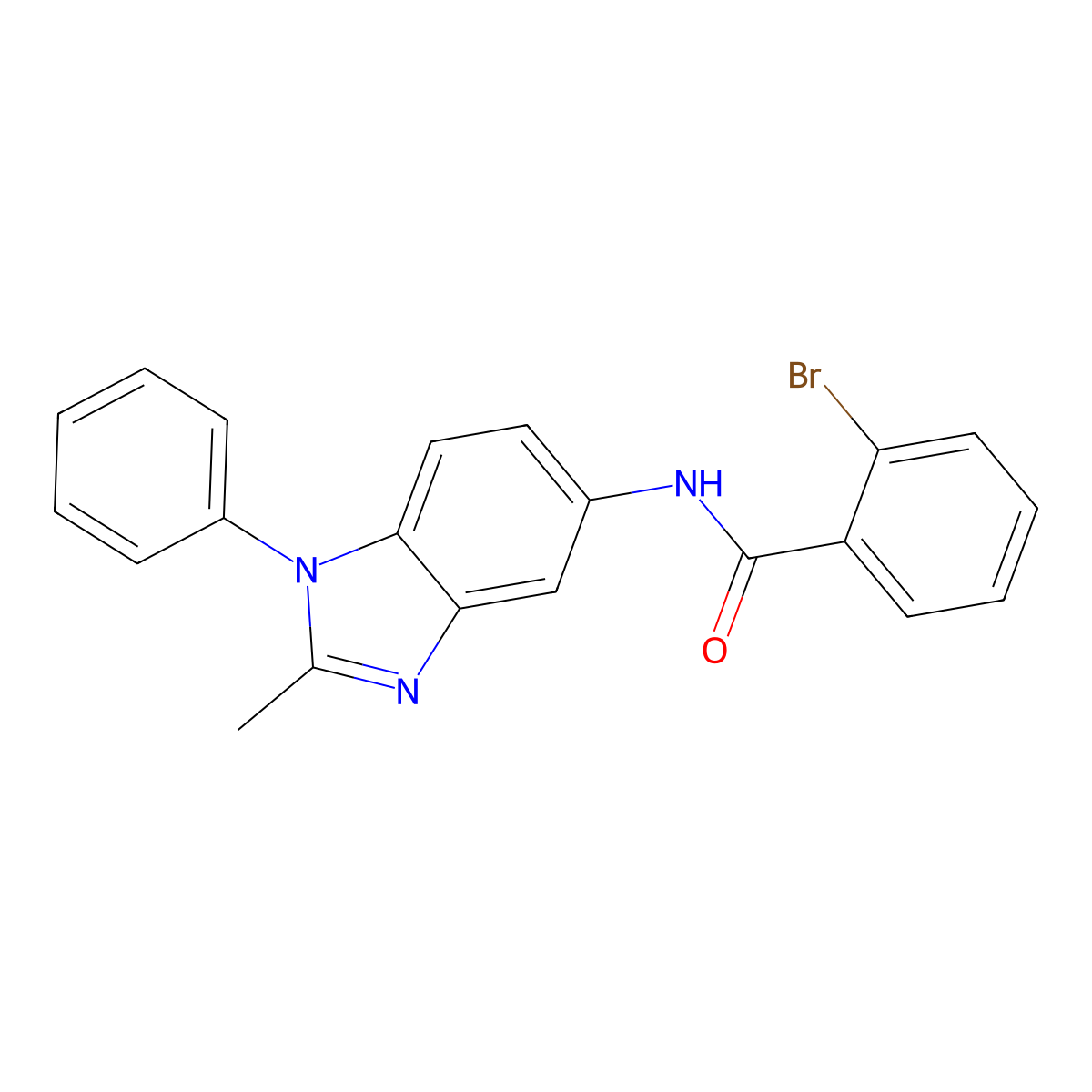 2-bromo-N-(2-methyl-1-phenylbenzimidazol-5-yl)benzamide molecular structure, CAS 494202-99-2