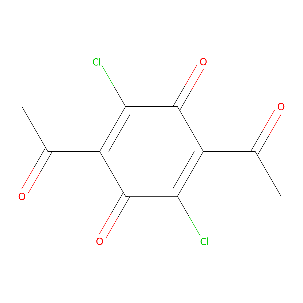 2,5-Diacetyl-3,6-dichloro-2,5-cyclohexadiene-1,4-dione molecular structure, CAS 494203-13-3