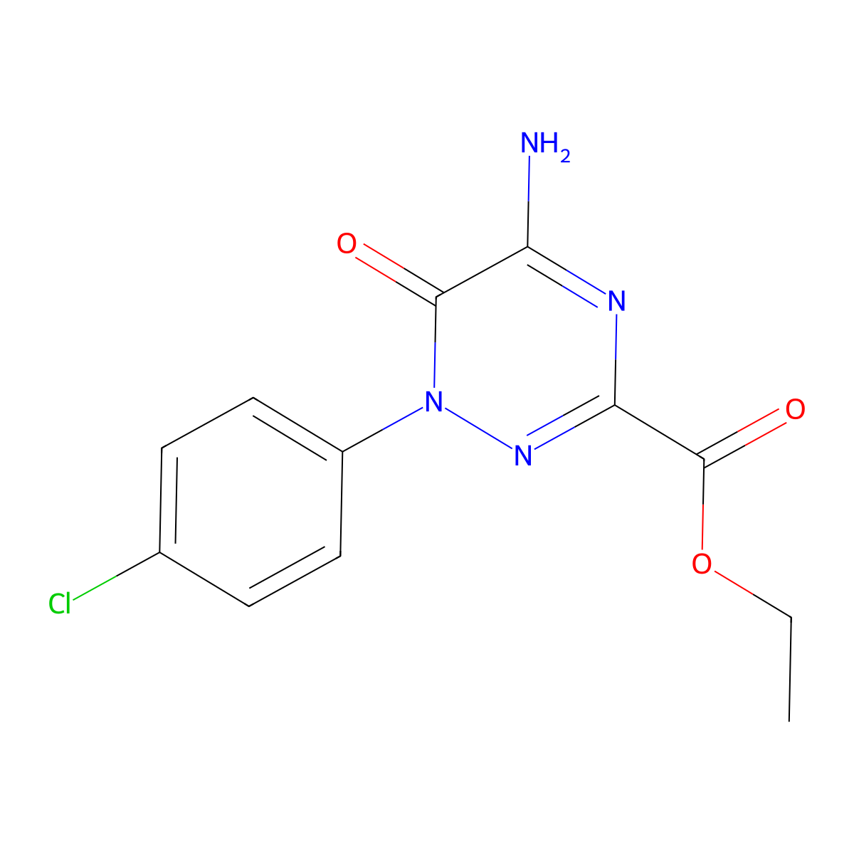 Ethyl 5-amino-1-(4-chlorophenyl)-6-oxo-1,6-dihydro-1,2,4-triazine-3-carboxylate molecular structure, CAS 494204-55-6