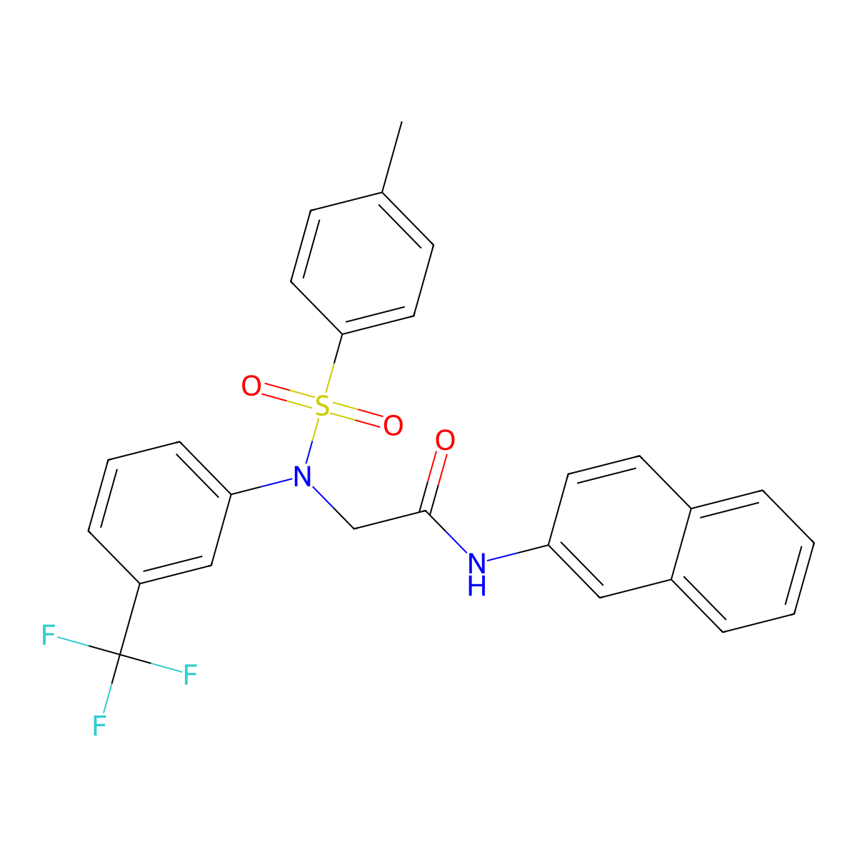 2-[[(4-methylphenyl)sulfonyl]-3-(trifluoromethyl)anilino]-N-(2-naphthyl)acetamide molecular structure, CAS 494205-05-9