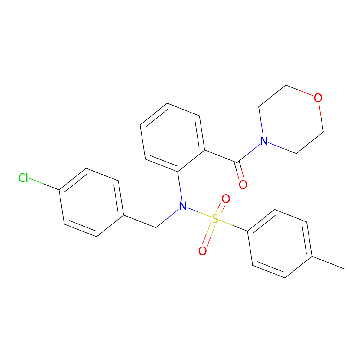 N-(4-chlorobenzyl)-4-methyl-N-[2-(morpholin-4-ylcarbonyl)phenyl]benzenesulfonamide molecular structure, CAS 494205-11-7