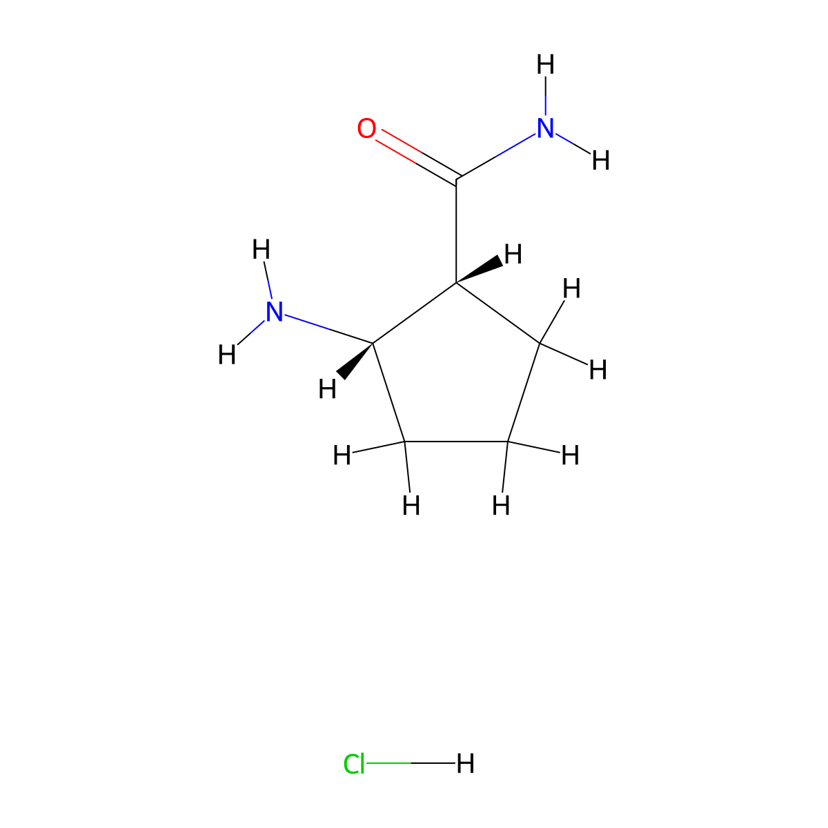 rel-(1R,2S)-2-Aminocyclopentanecarboxamide hydrochloride molecular structure, CAS 494209-39-1
