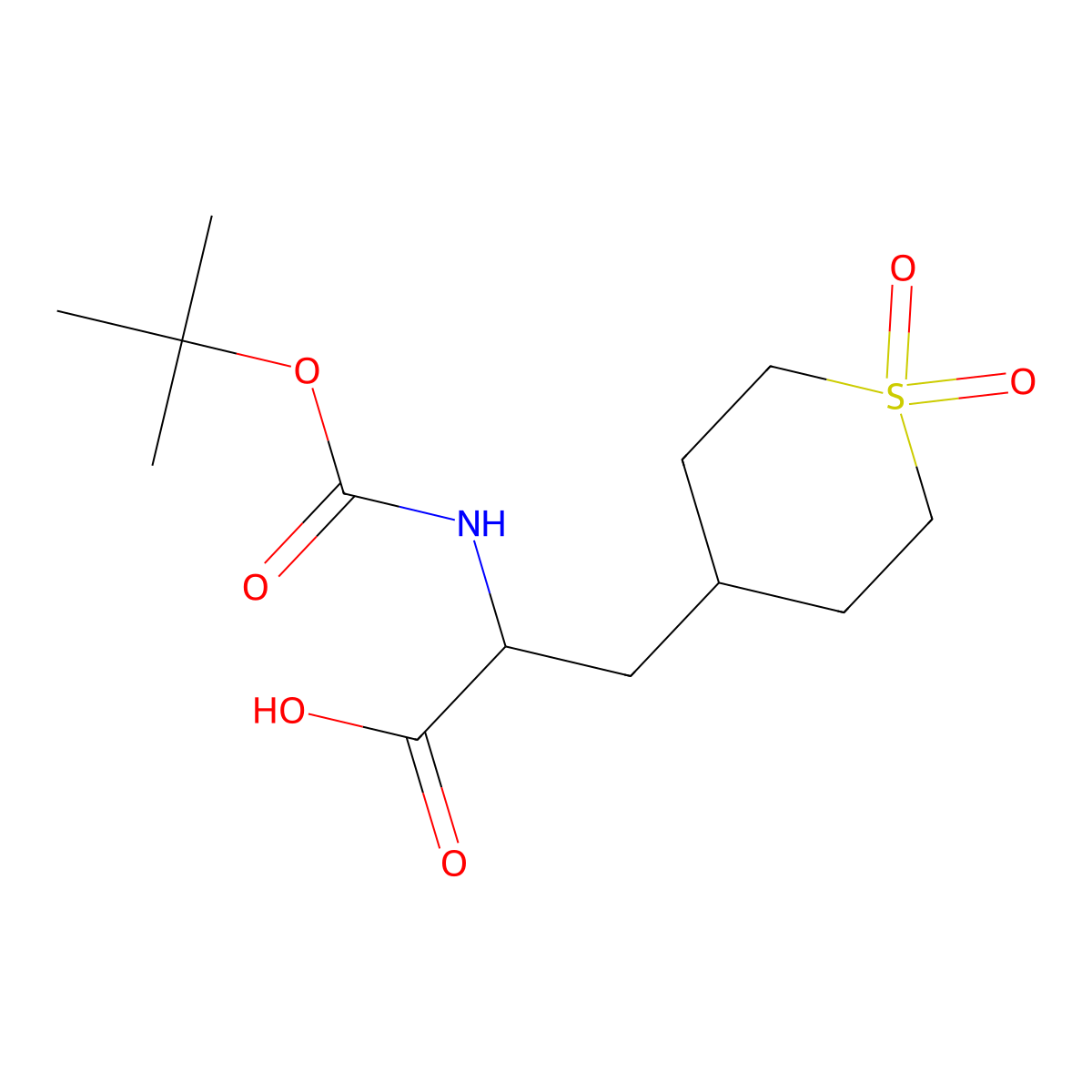 2-[(tert-butoxycarbonyl)amino]-3-(1,1-dioxidotetrahydro-2H-thiopyran-4-yl)propanoic acid molecular structure, CAS 494210-69-4