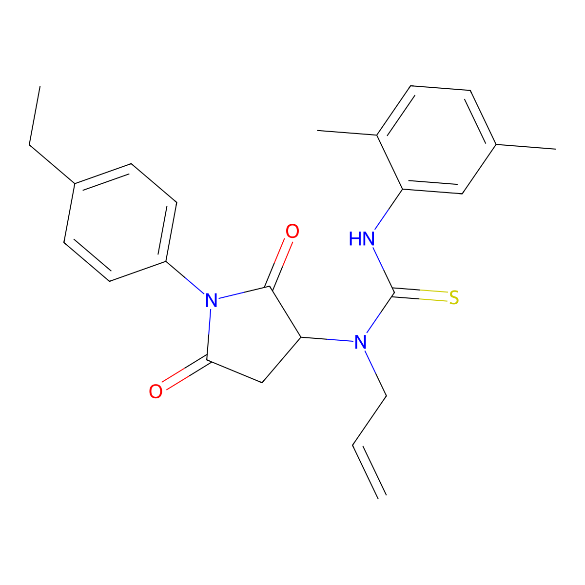 N-allyl-N'-(2,5-dimethylphenyl)-N-[1-(4-ethylphenyl)-2,5-dioxo-3-pyrrolidinyl]thiourea molecular structure, CAS 494216-79-4