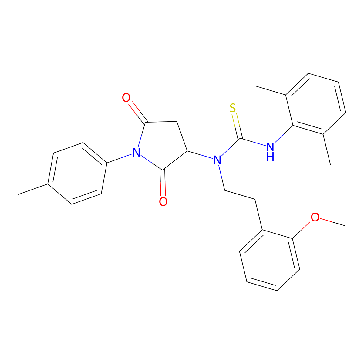 3-(2,6-Dimethylphenyl)-1-[2-(2-methoxyphenyl)ethyl]-1-[1-(4-methylphenyl)-2,5-dioxopyrrolidin-3-yl]thiourea molecular structure, CAS 494216-91-0