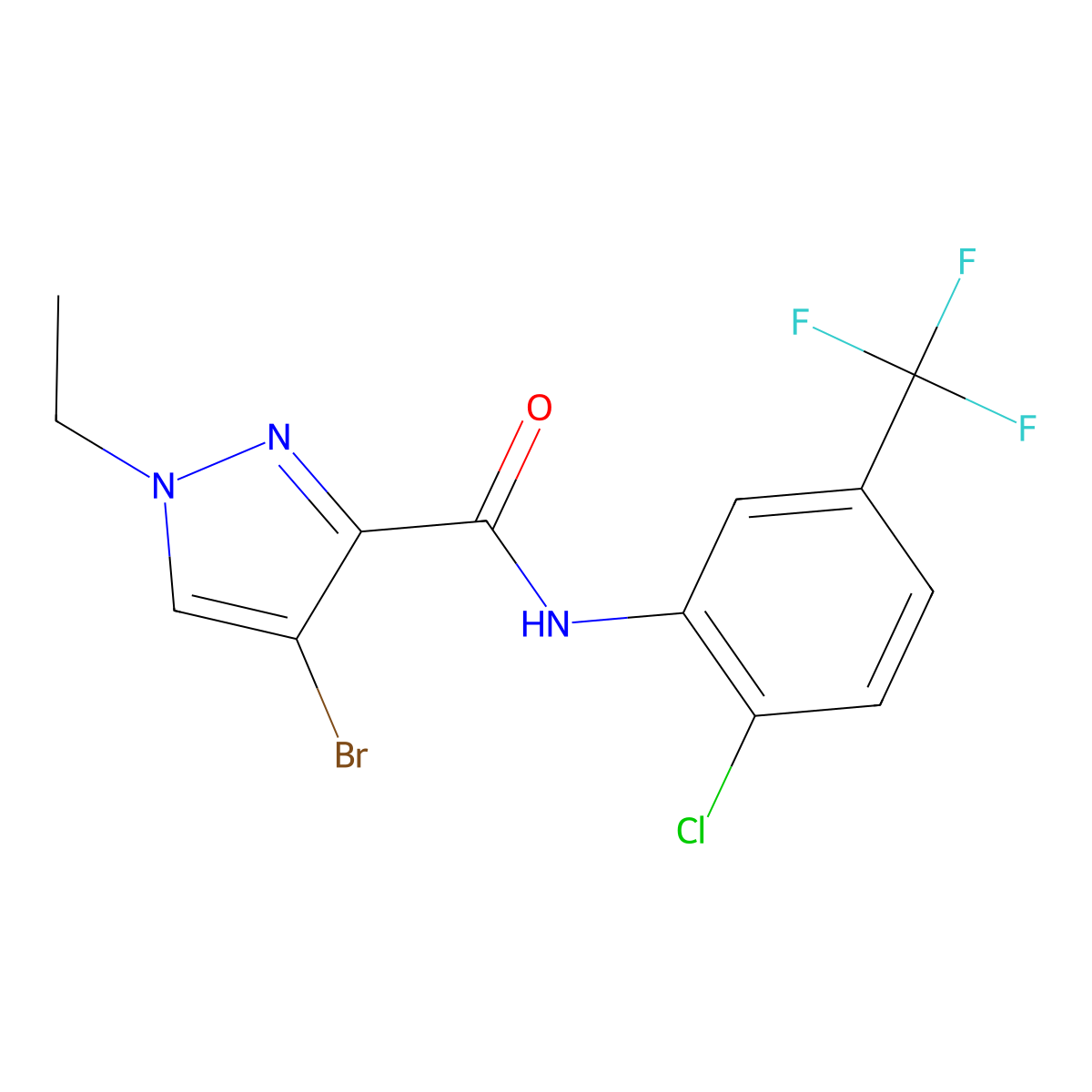 4-bromo-N-[2-chloro-5-(trifluoromethyl)phenyl]-1-ethylpyrazole-3-carboxamide molecular structure, CAS 494216-98-7