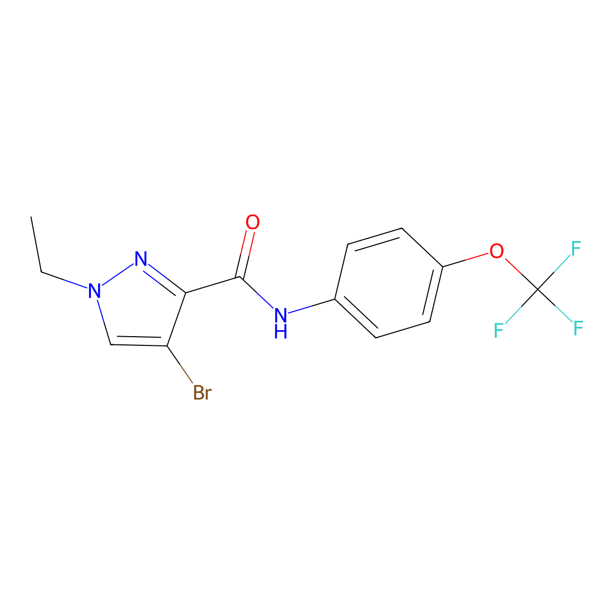 4-bromo-1-ethyl-N-[4-(trifluoromethoxy)phenyl]-1H-pyrazole-3-carboxamide molecular structure, CAS 494217-03-7