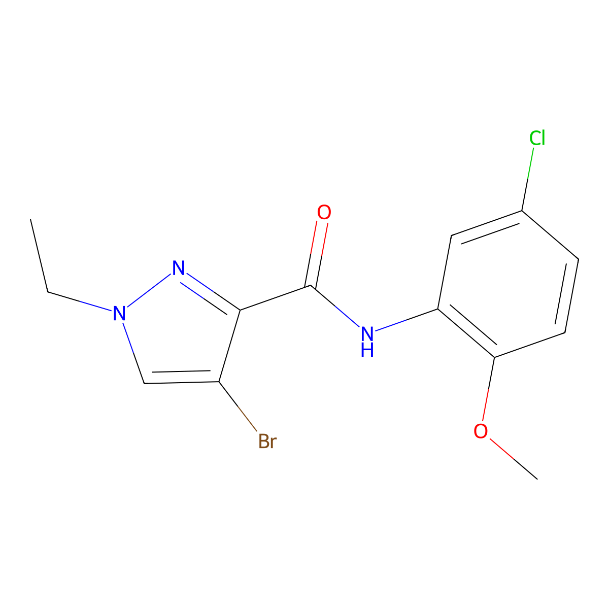 4-bromo-N-(5-chloro-2-methoxyphenyl)-1-ethylpyrazole-3-carboxamide molecular structure, CAS 494217-20-8