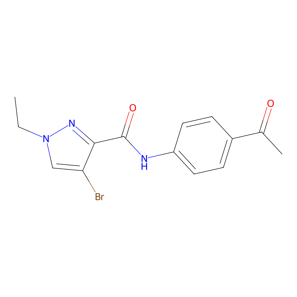 N-(4-acetylphenyl)-4-bromo-1-ethyl-1H-pyrazole-3-carboxamide molecular structure, CAS 494217-22-0