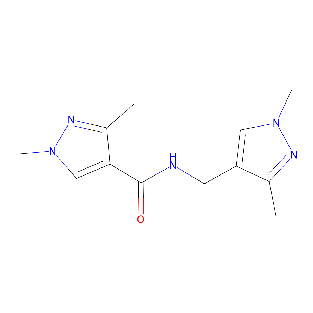 N-[(1,3-dimethyl-1H-pyrazol-4-yl)methyl]-1,3-dimethyl-1H-pyrazole-4-carboxamide molecular structure, CAS 494217-24-2