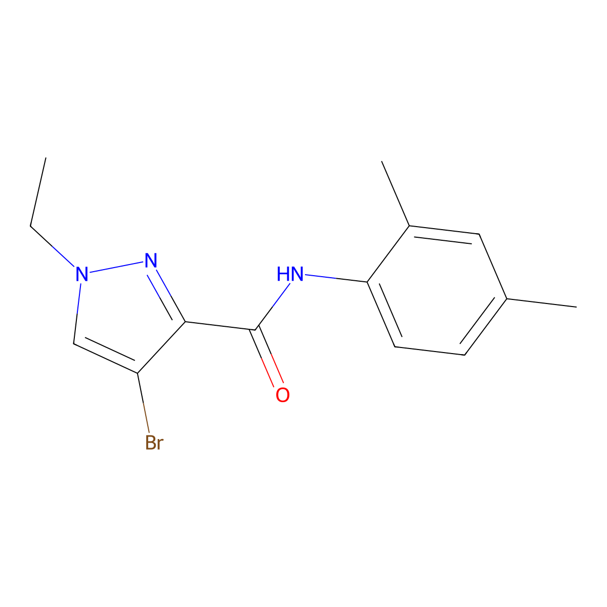 4-bromo-N-(2,4-dimethylphenyl)-1-ethylpyrazole-3-carboxamide molecular structure, CAS 494217-25-3