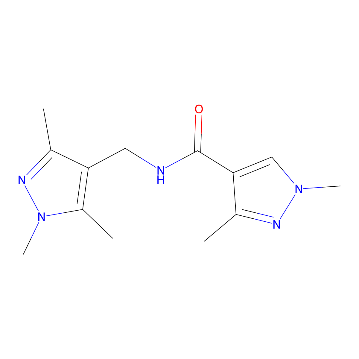 1,3-dimethyl-N-[(1,3,5-trimethylpyrazol-4-yl)methyl]pyrazole-4-carboxamide molecular structure, CAS 494217-35-5