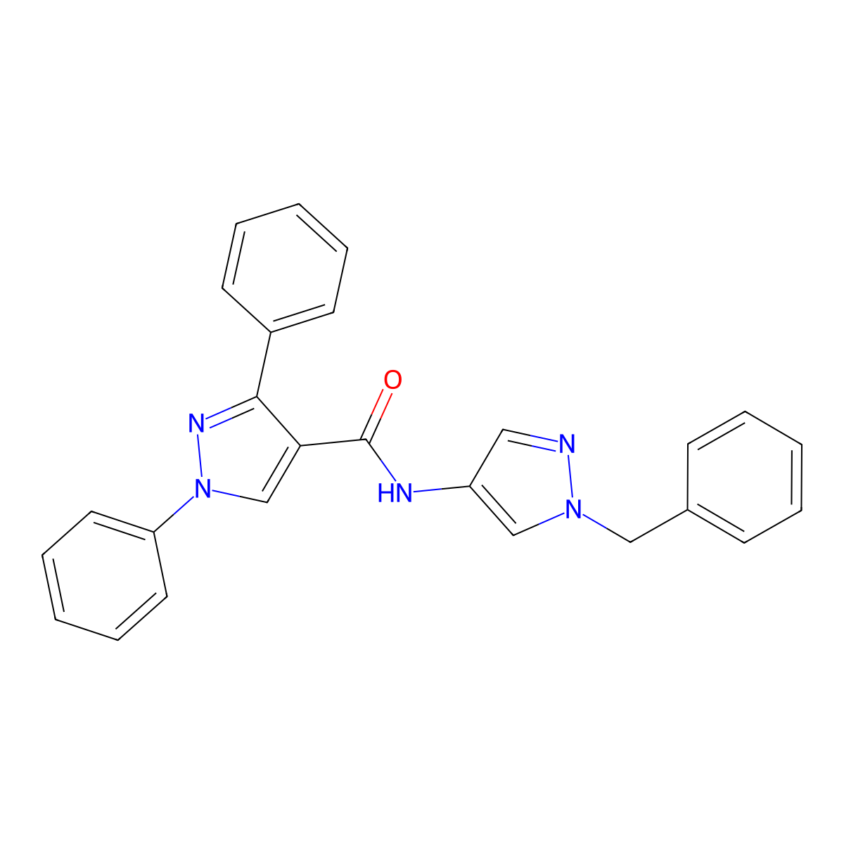 N-(1-benzyl-1H-pyrazol-4-yl)-1,3-diphenyl-1H-pyrazole-4-carboxamide molecular structure, CAS 494217-46-8