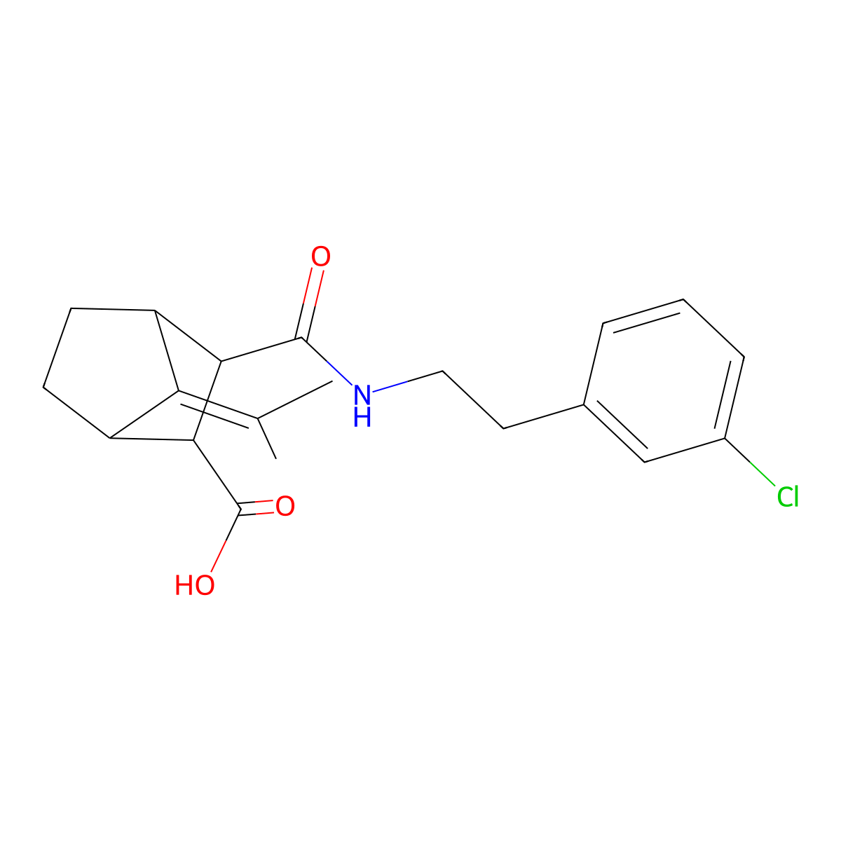 3-{[2-(3-Chlorophenyl)ethyl]carbamoyl}-7-(propan-2-ylidene)bicyclo[2.2.1]heptane-2-carboxylic acid molecular structure, CAS 494217-54-8