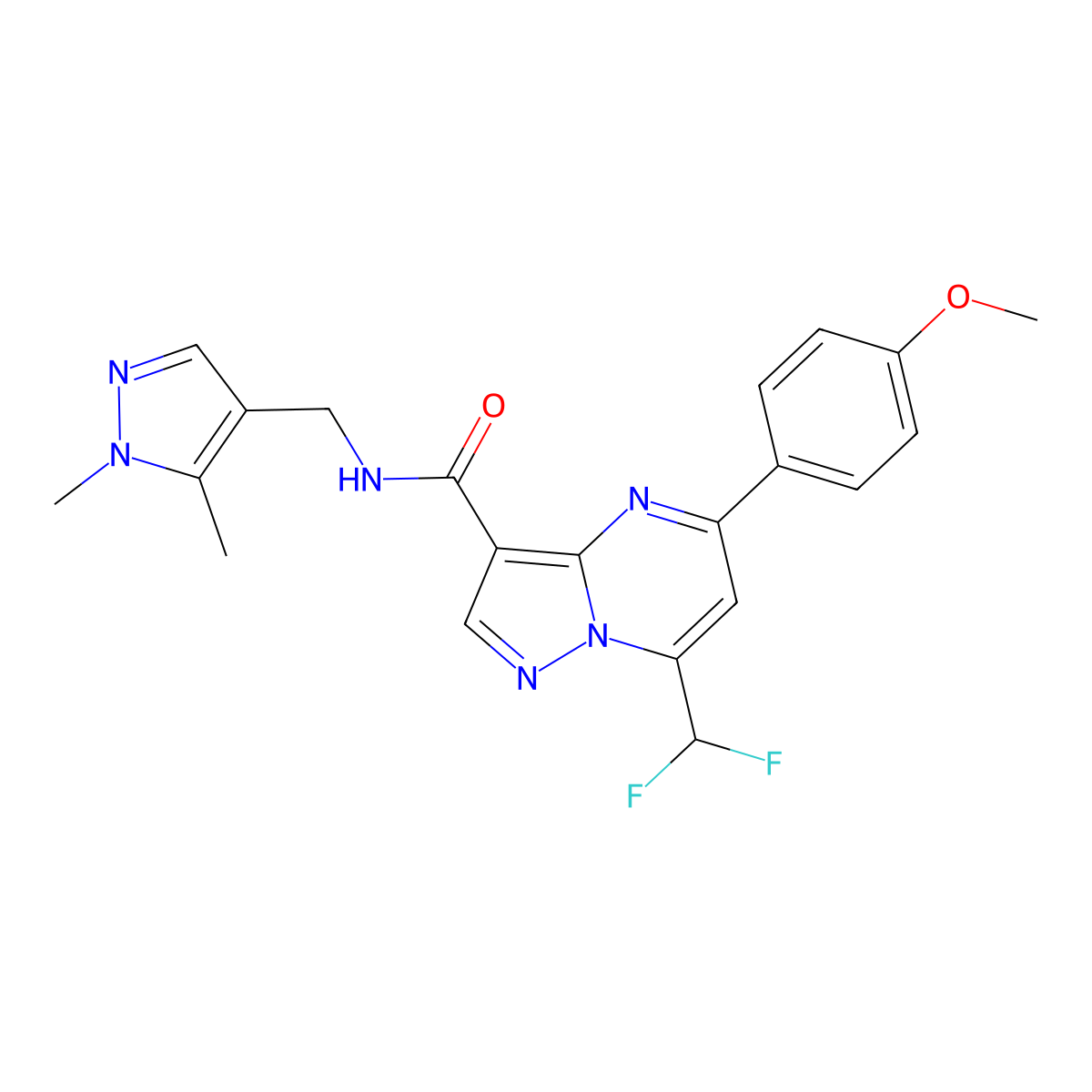 7-(difluoromethyl)-N-[(1,5-dimethyl-1H-pyrazol-4-yl)methyl]-5-(4-methoxyphenyl)pyrazolo[1,5-a]pyrimidine-3-carboxamide molecular structure, CAS 494217-61-7