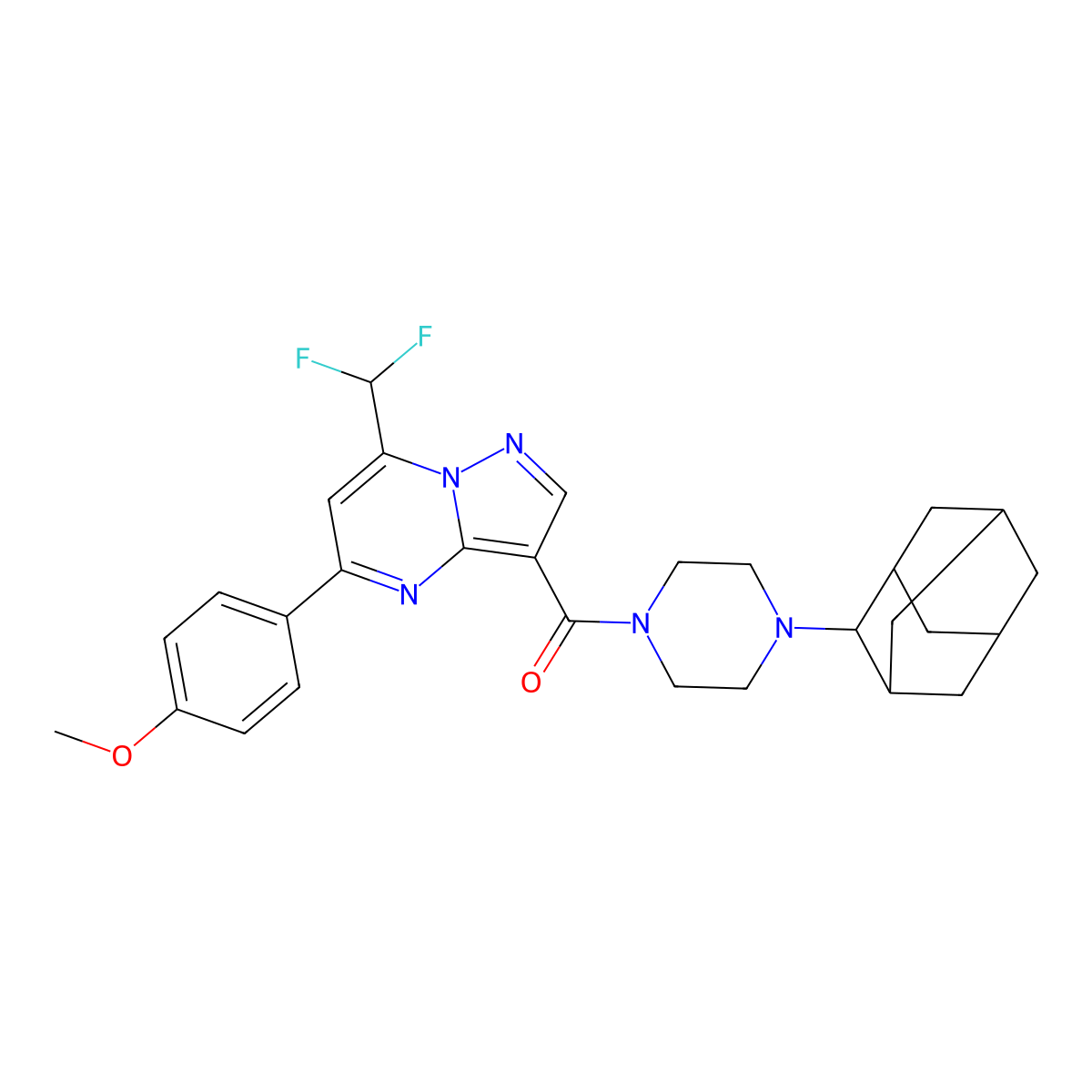 [4-(2-Adamantyl)piperazin-1-yl]-[7-(difluoromethyl)-5-(4-methoxyphenyl)pyrazolo[1,5-a]pyrimidin-3-yl]methanone molecular structure, CAS 494217-67-3