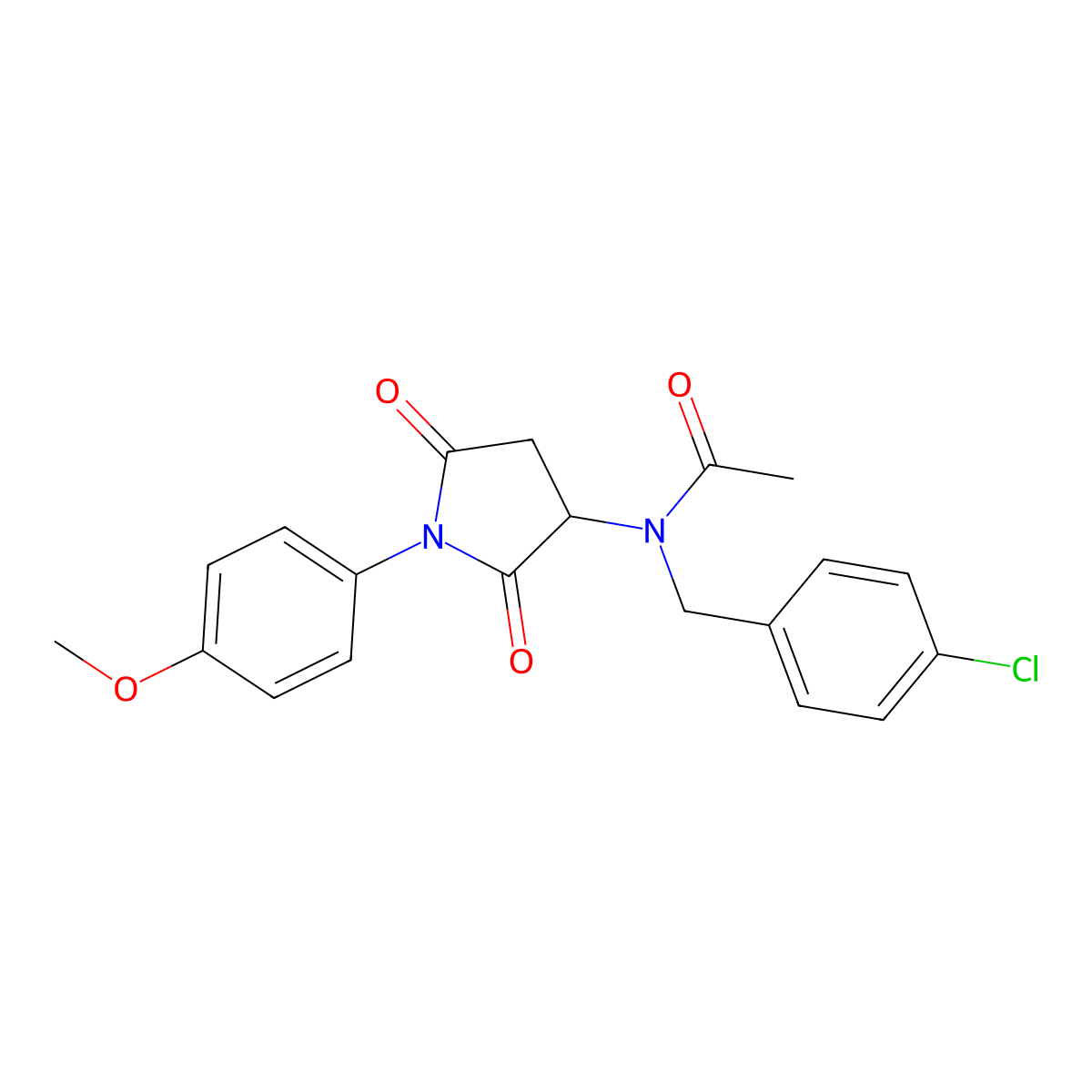 N-[(4-chlorophenyl)methyl]-N-[1-(4-methoxyphenyl)-2,5-dioxopyrrolidin-3-yl]acetamide molecular structure, CAS 494218-15-4
