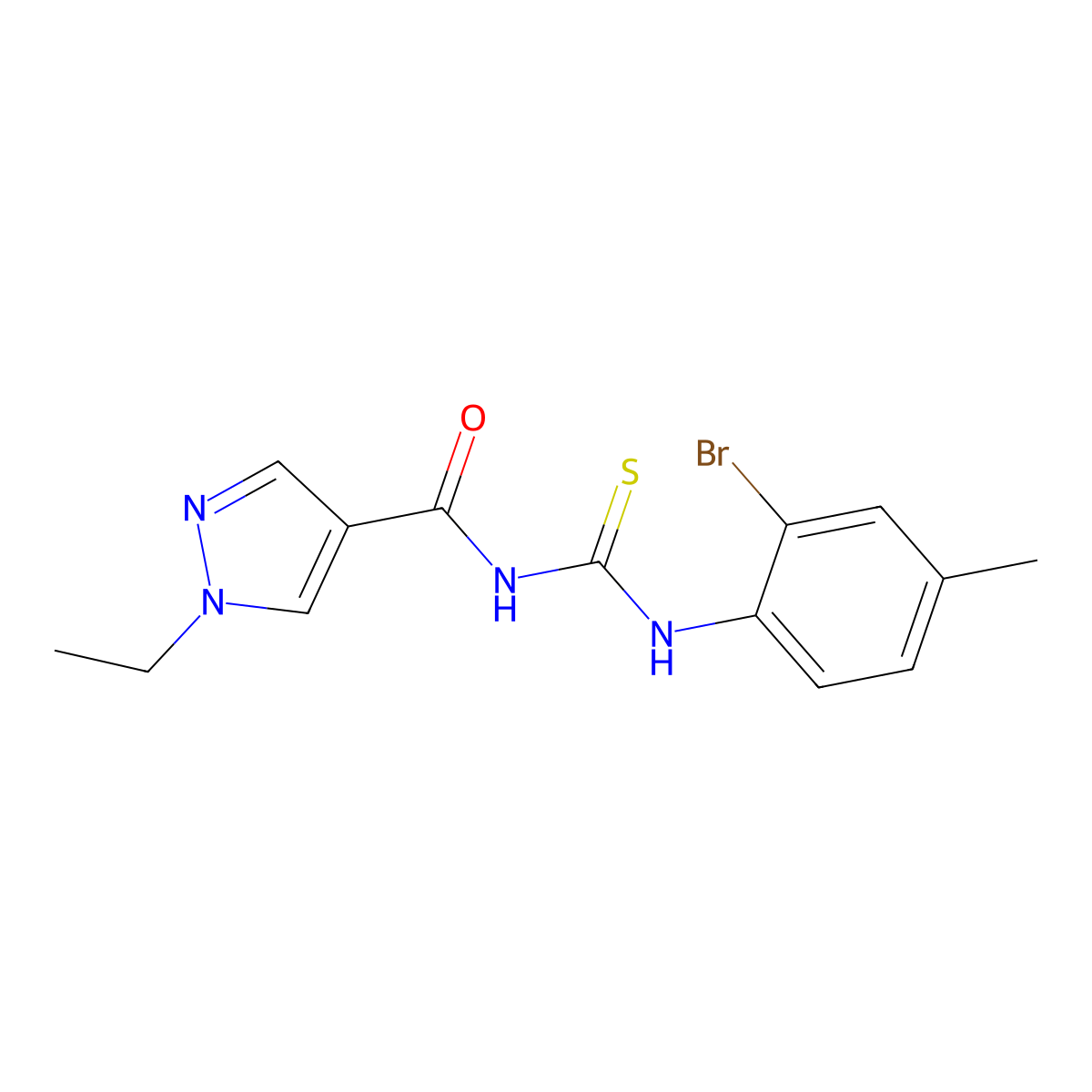 N-[(2-bromo-4-methylphenyl)carbamothioyl]-1-ethylpyrazole-4-carboxamide molecular structure, CAS 494218-36-9