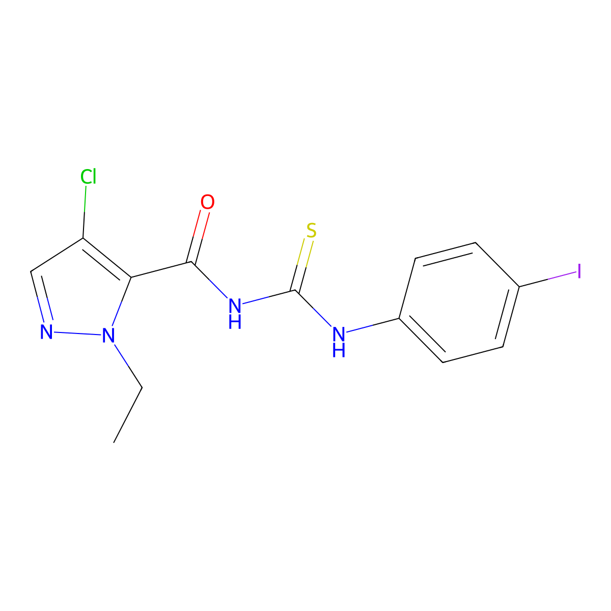 4-chloro-2-ethyl-N-[(4-iodophenyl)carbamothioyl]pyrazole-3-carboxamide molecular structure, CAS 494218-47-2