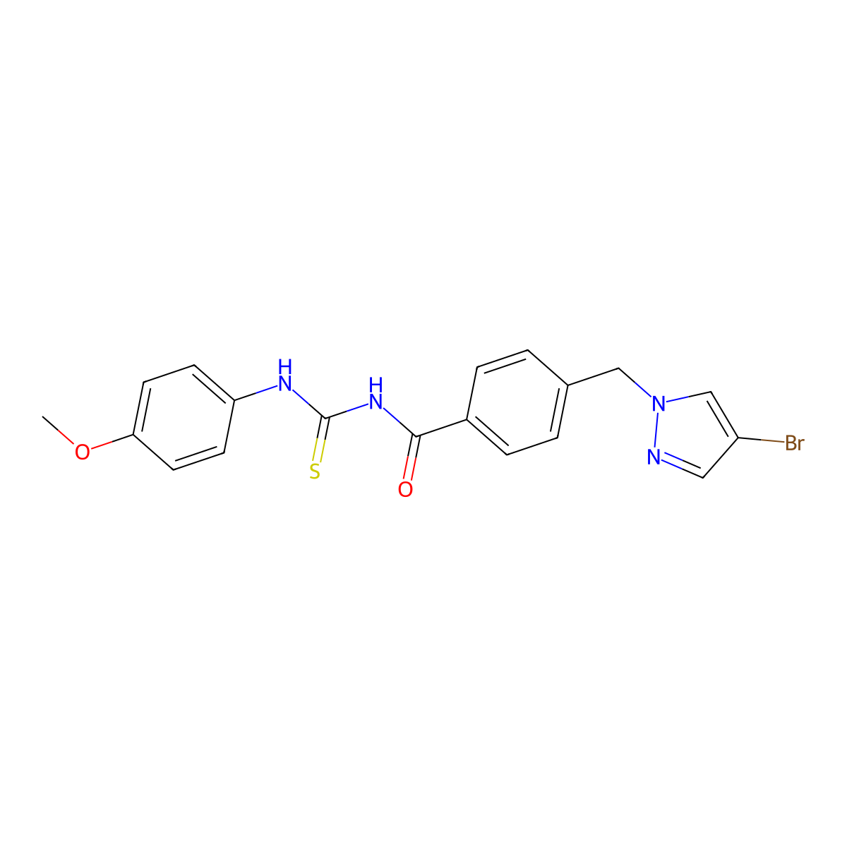 4-[(4-bromopyrazol-1-yl)methyl]-N-[(4-methoxyphenyl)carbamothioyl]benzamide molecular structure, CAS 494218-50-7
