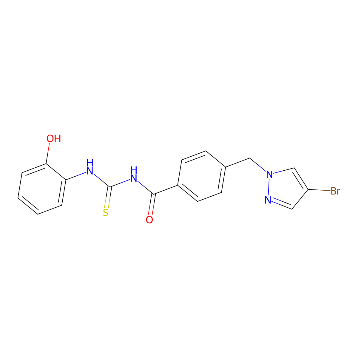 4-[(4-bromopyrazol-1-yl)methyl]-N-[(2-hydroxyphenyl)carbamothioyl]benzamide molecular structure, CAS 494218-58-5