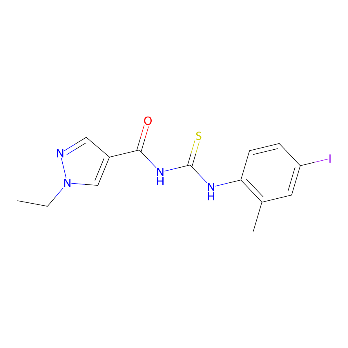 1-ethyl-N-[(4-iodo-2-methylphenyl)carbamothioyl]pyrazole-4-carboxamide molecular structure, CAS 494218-65-4
