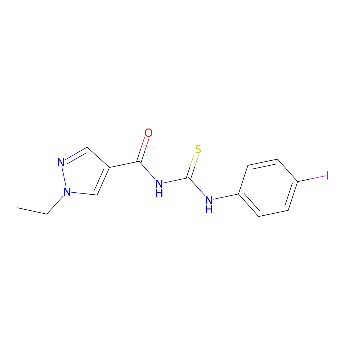 1-ethyl-N-[(4-iodophenyl)carbamothioyl]pyrazole-4-carboxamide molecular structure, CAS 494218-75-6