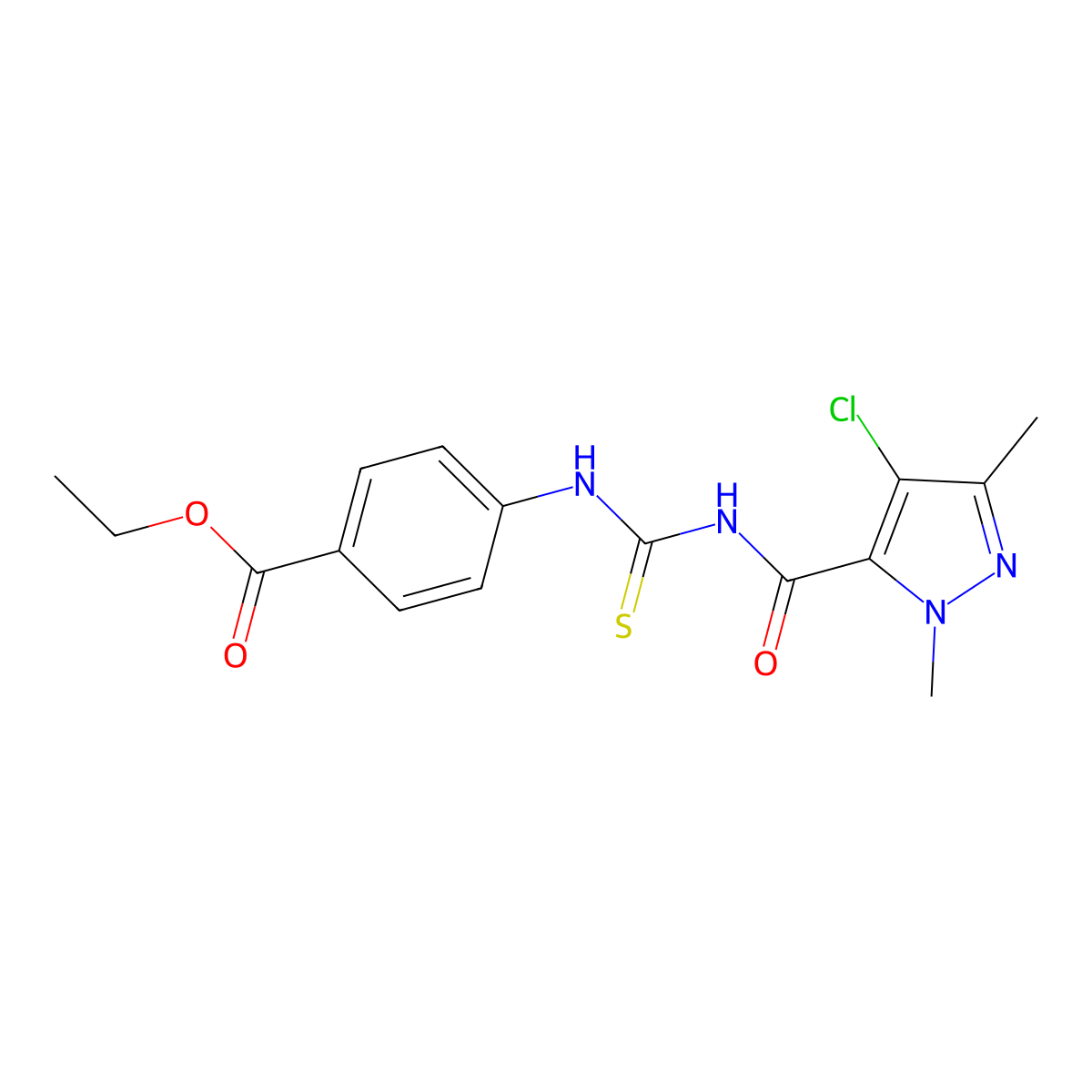 Ethyl 4-[(4-chloro-2,5-dimethylpyrazole-3-carbonyl)carbamothioylamino]benzoate molecular structure, CAS 494218-78-9