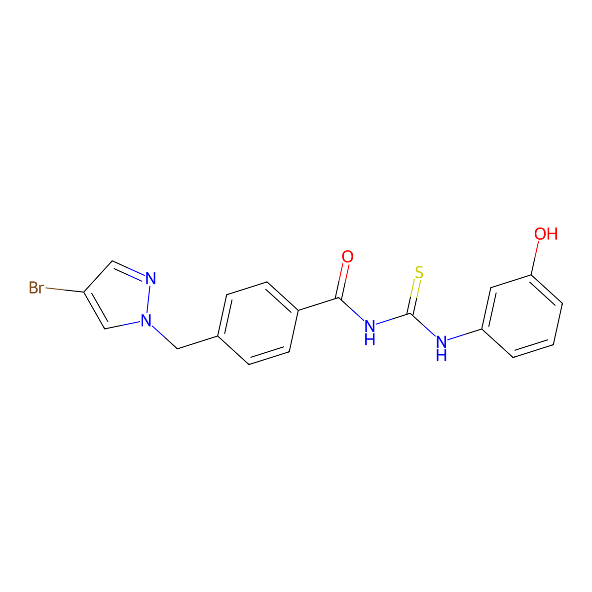 4-[(4-bromopyrazol-1-yl)methyl]-N-[(3-hydroxyphenyl)carbamothioyl]benzamide molecular structure, CAS 494218-80-3