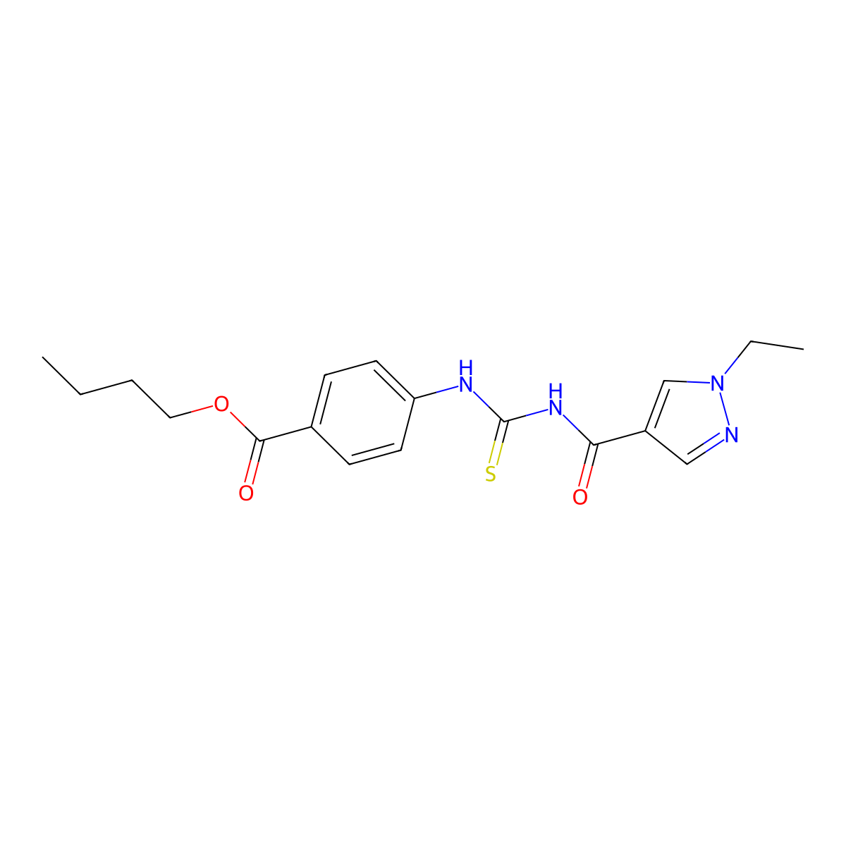 Butyl 4-[(1-ethylpyrazole-4-carbonyl)carbamothioylamino]benzoate molecular structure, CAS 494218-84-7