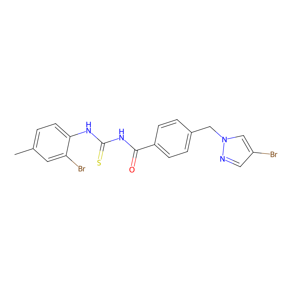 N-[(2-bromo-4-methylphenyl)carbamothioyl]-4-[(4-bromopyrazol-1-yl)methyl]benzamide molecular structure, CAS 494218-85-8