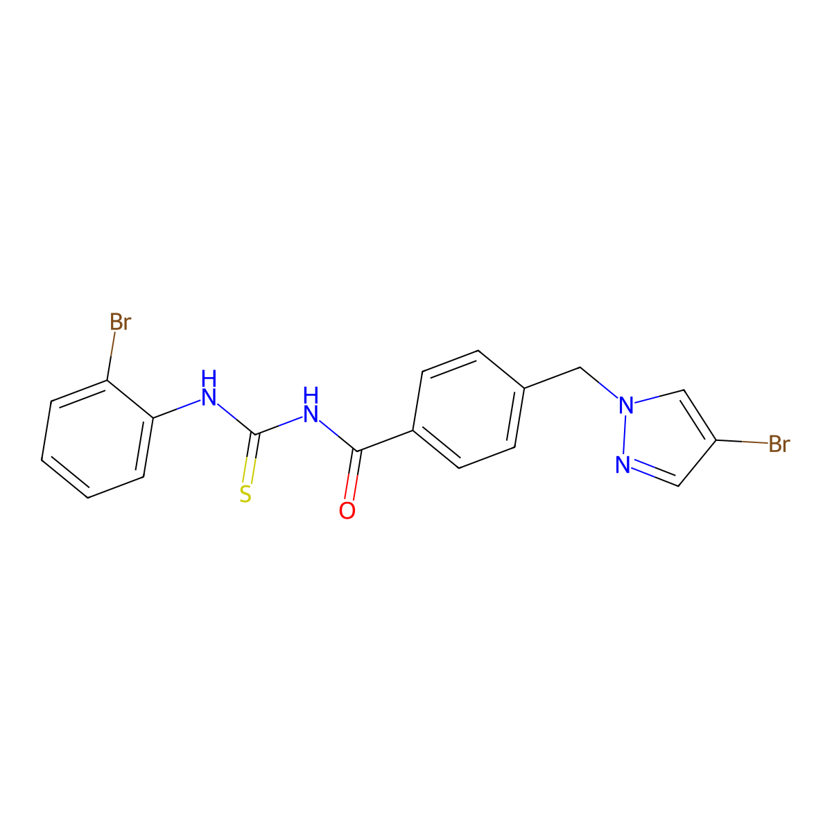N-[(2-bromophenyl)carbamothioyl]-4-[(4-bromopyrazol-1-yl)methyl]benzamide molecular structure, CAS 494219-13-5
