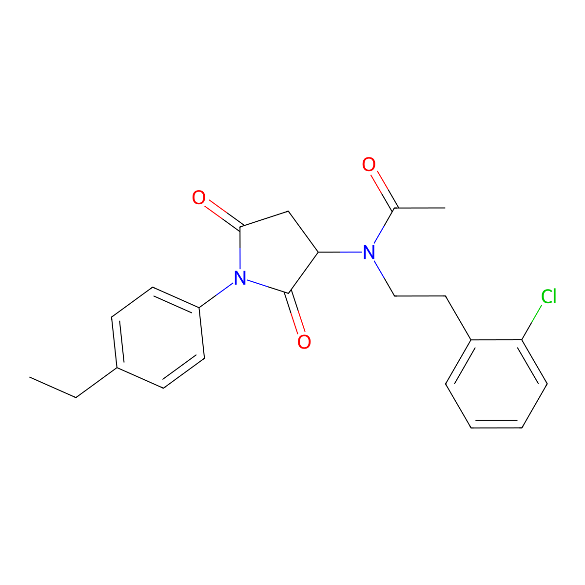 N-[2-(2-chlorophenyl)ethyl]-N-[1-(4-ethylphenyl)-2,5-dioxopyrrolidin-3-yl]acetamide molecular structure, CAS 494219-28-2