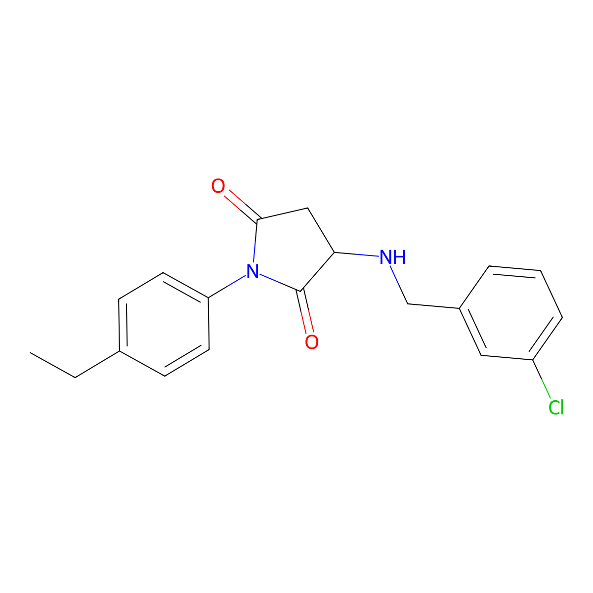 3-[(3-Chlorophenyl)methylamino]-1-(4-ethylphenyl)pyrrolidine-2,5-dione molecular structure, CAS 494219-38-4