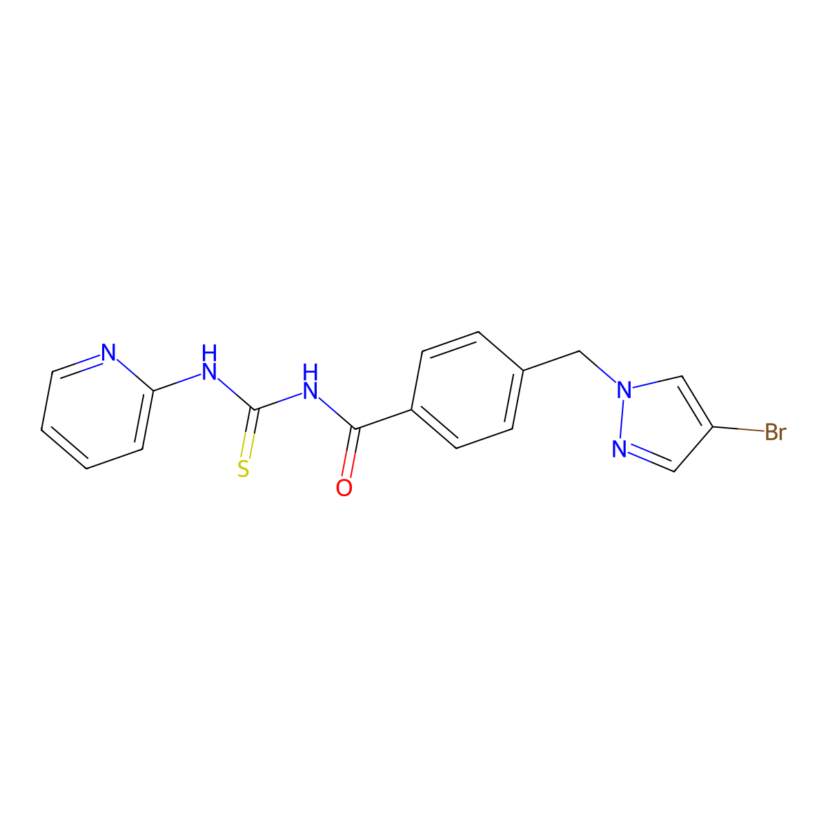 4-[(4-bromopyrazol-1-yl)methyl]-N-(pyridin-2-ylcarbamothioyl)benzamide molecular structure, CAS 494219-77-1