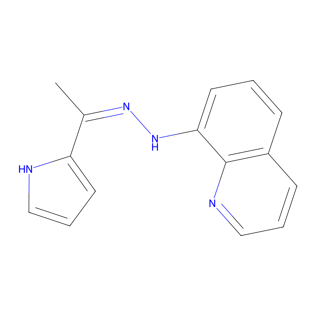 (1E)-1-(1H-Pyrrol-2-yl)ethanone 2-(8-quinolinyl)hydrazone molecular structure, CAS 494221-33-9