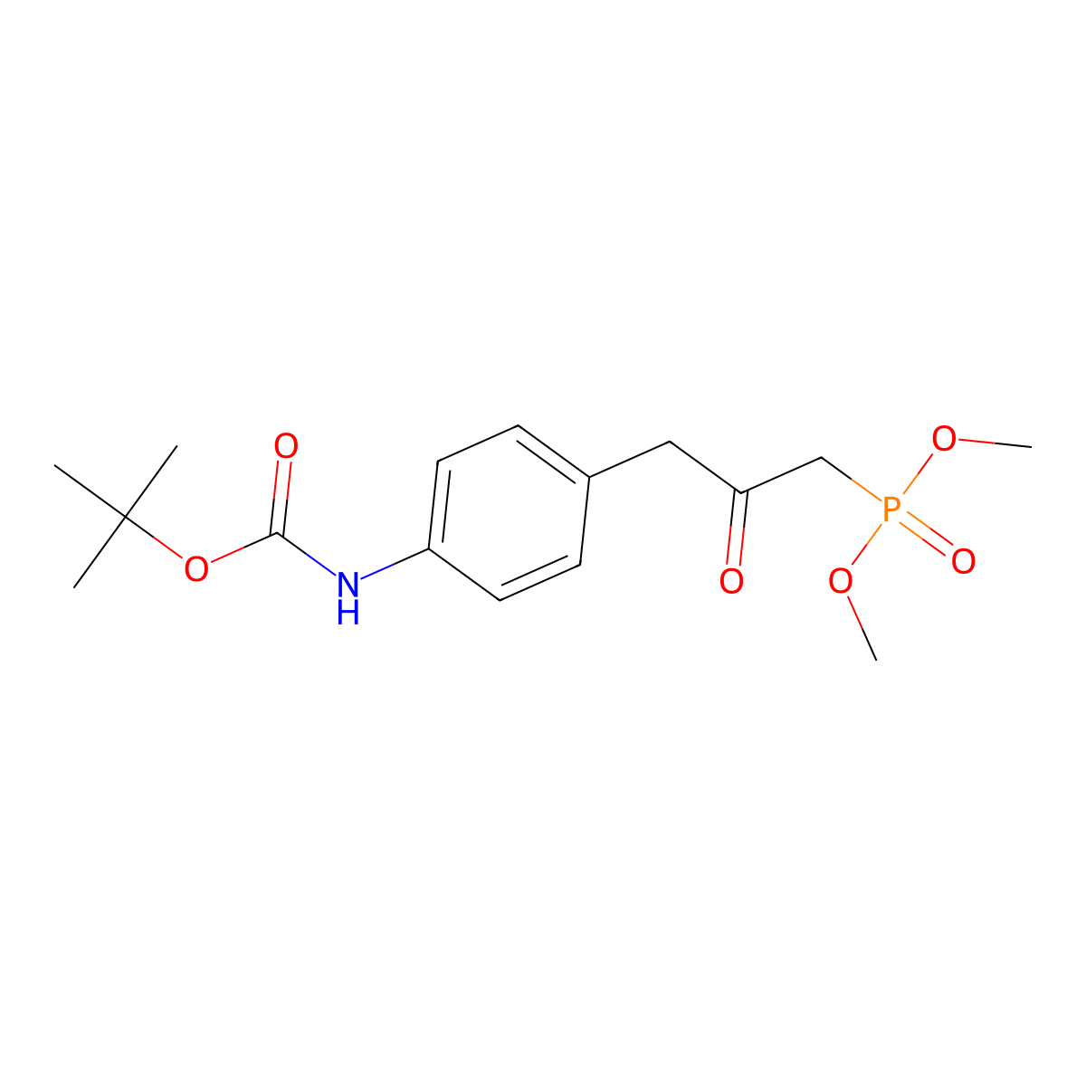 Tert-butyl (4-(3-(dimethoxyphosphoryl)-2-oxopropyl)phenyl)carbamate molecular structure, CAS 494224-44-1
