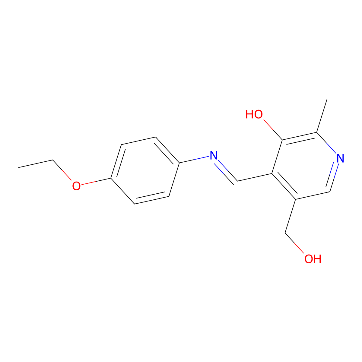 4-{(E)-[(4-ethoxyphenyl)imino]methyl}-5-(hydroxymethyl)-2-methylpyridin-3-ol molecular structure, CAS 4943-90-2