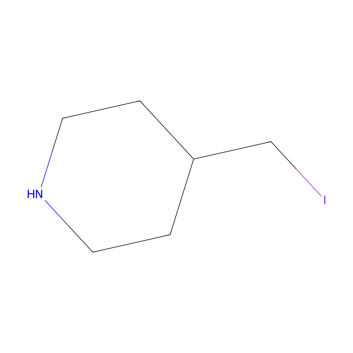 4-(Iodomethyl)piperidine molecular structure, CAS 4945-54-4