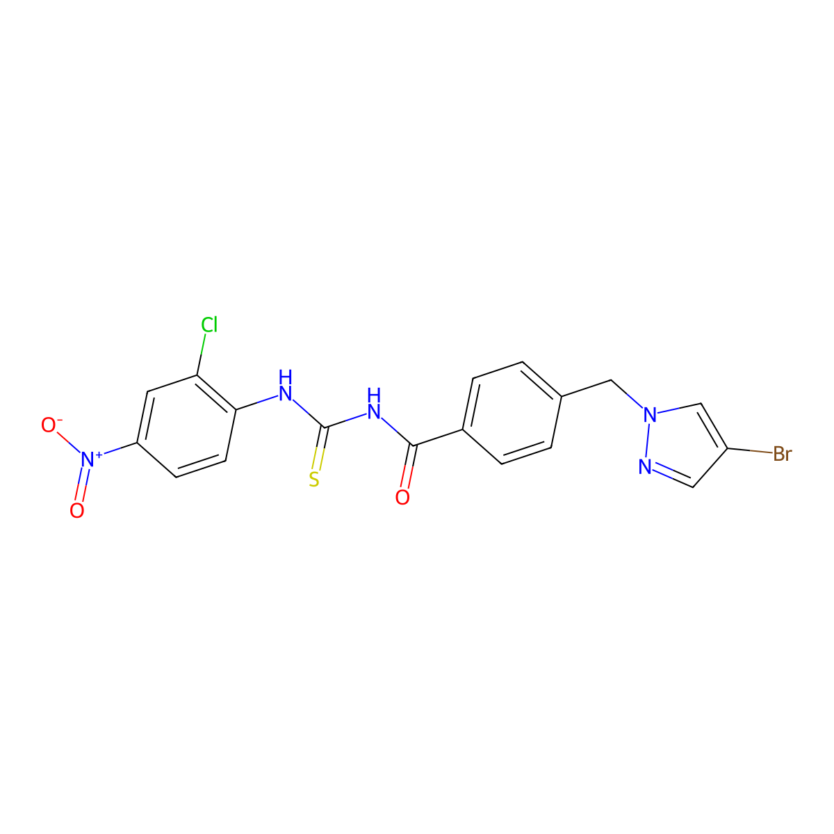 4-[(4-bromopyrazol-1-yl)methyl]-N-[(2-chloro-4-nitrophenyl)carbamothioyl]benzamide molecular structure, CAS 494745-66-3