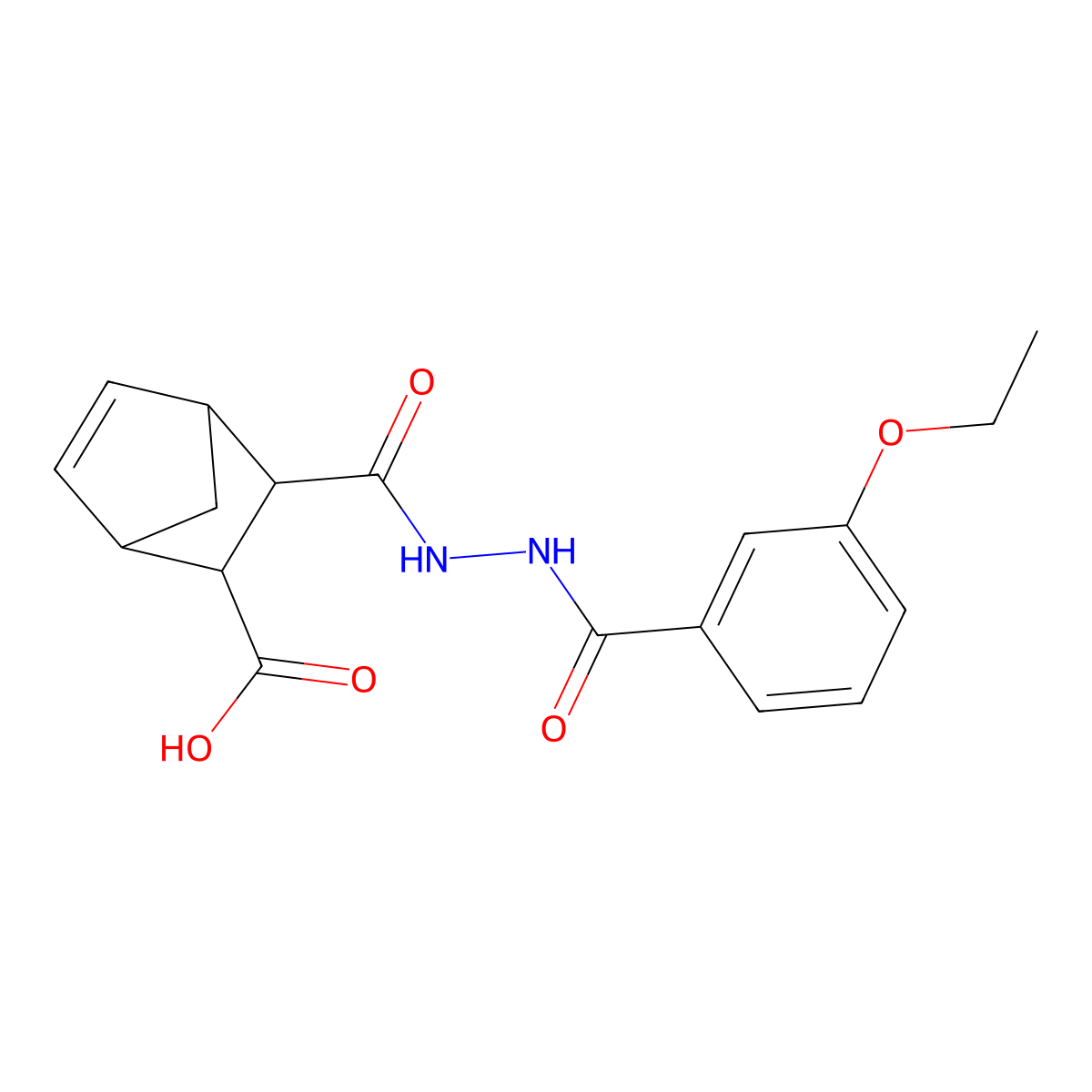 3-{[2-(3-Ethoxybenzoyl)hydrazino]carbonyl}bicyclo[2.2.1]hept-5-ene-2-carboxylic acid molecular structure, CAS 494746-13-3